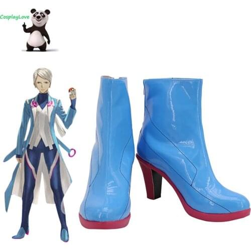 P GO Pocket Monster Blanche Team Mystic Blue Cosplay Shoes Long Boots Leather CosplayLove For Halloween Christmas