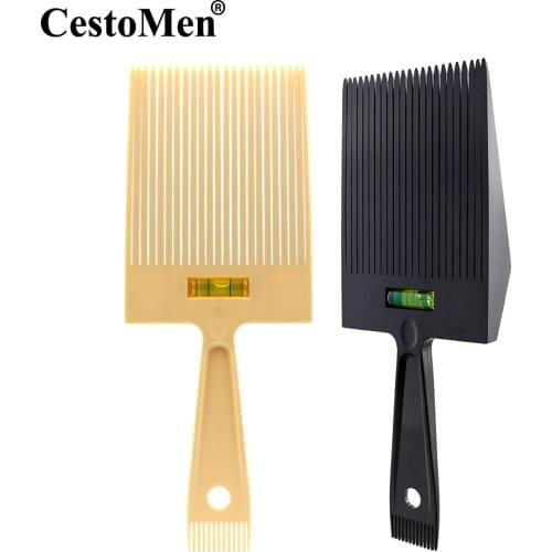 Professional Men Flat Top Comb Haircut Dual-Ended Barber Clipper Comb Flat Head Hair Cutting Comb With Level Bubble