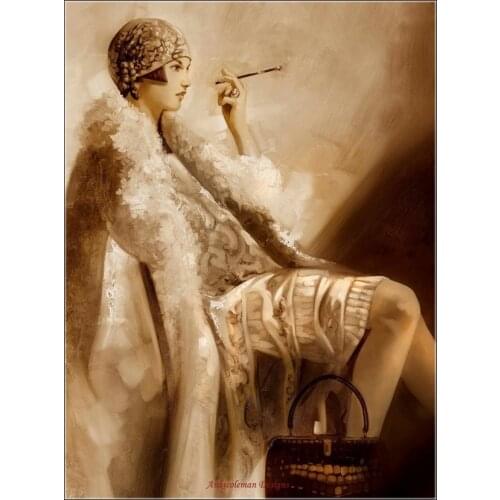 Counted Cross Stitch Kits Needlework Embroidery - Crafts 14 ct Aida DMC Color DIY Arts Handmade Home Decor - Flapper