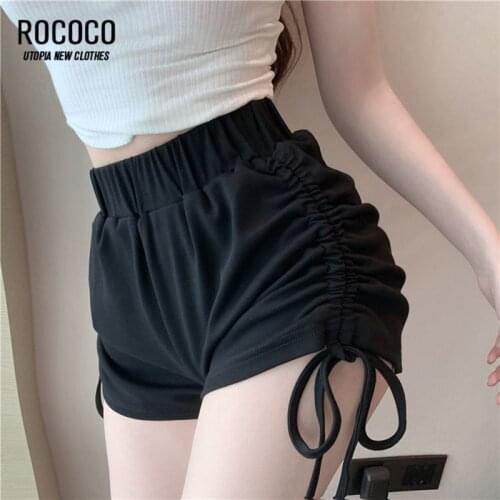Shorts Women Elasticity Drawstring Lovely Girls Korean Style Sweet Students Harajuku Sexy Simple Oversize Trousers Female