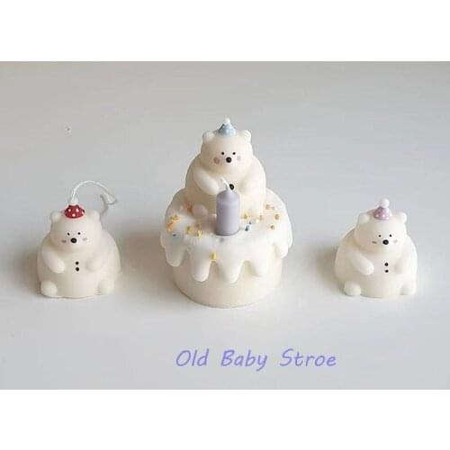 3D Chubby Bear Candle Silicone Mold Mini Fancy Candle Making Cake Decoration Candle Handmade Soap Mold