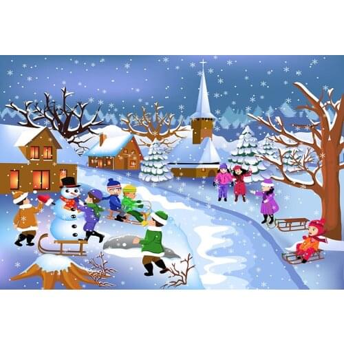 Fairy playground winter backdrop backgrounds polyester snowman photography backdrops for photo studio props photophone lv-1377