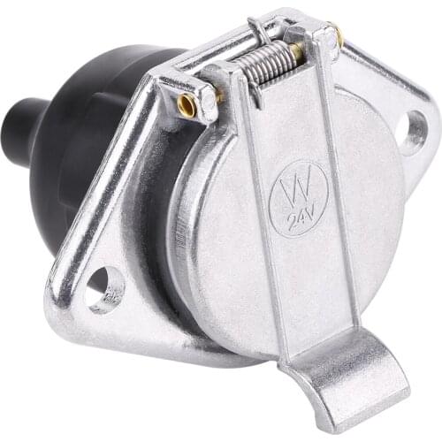 Universal 24V 7-Pin Trailer Plug 7-Pole Wiring Connector Adapter Socket Safety Insulating Rubber Port Metal Cover Reliable