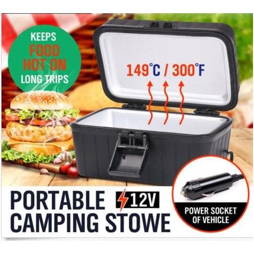 Car Heated Electric Lunch food warmer Box 12-Volt cigarette lighter Portable heating Stove for Car outdoor Camping Appliances