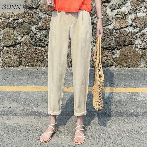 Big Size Pants Women Fashion Simple High Waist Streetwear Ankle-length Summer New Pure All-match Ulzzang Female Leisure Trousers