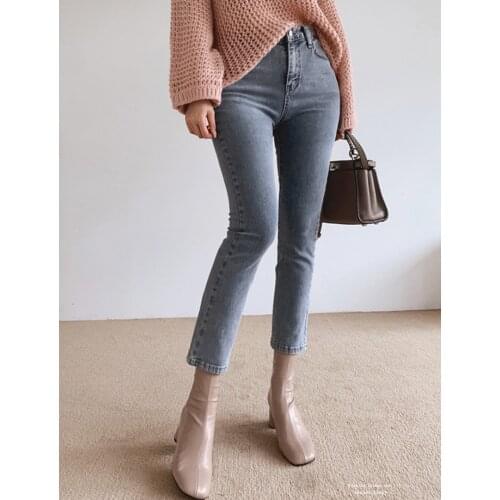 Spring Denim Pants Streetwear Korean Vintage Pencil Denim Trousers Autumn Women 2021 Jeans Stretch Elastic Fashion High Waist