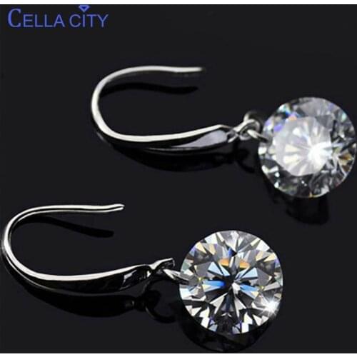 Cellacity 925 Sterling Silver Earrings For Women Luxury Designer AAA Zircon Silver Female Ear Fine Jewelry Women Party Gift