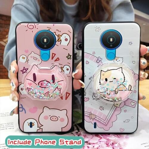 For Woman Kickstand Phone Case For Nokia 1.4 Durable phone stand holder Waterproof Cartoon Soft Case