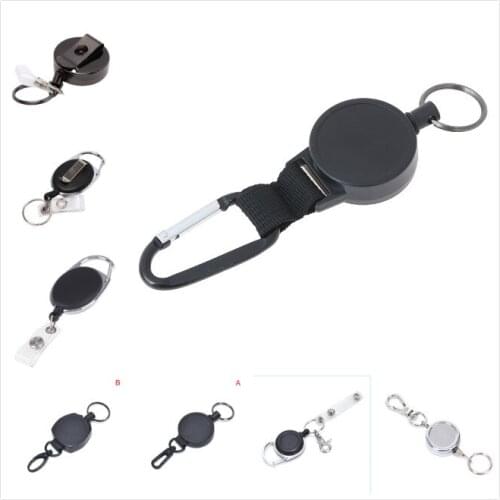 20Styles 1PCS Key Ring Clip Retractable Pull Key Ring Chain Reel Extendable Belt Reel ID Lanyard Name Tag Card Badge Holder