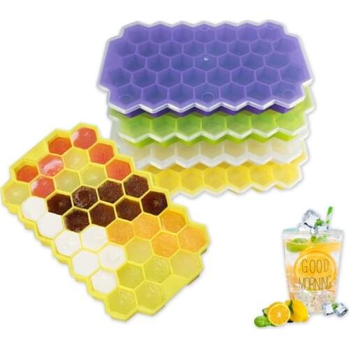 37 Cubes Ice Maker Mould Ice Tray Cube DIY Honeycomb Shape Food Grade Silicone Fruit Ice Cream Tool for for Bar Whiskey Drinking