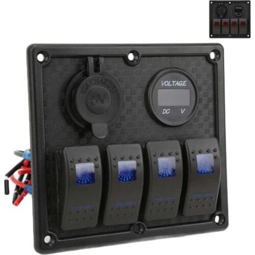 4 Gang Rocker Switch Panel Boat Rocker Switch Output Short Circuit Protection 5Pin for SUVs for Cockpits for Trucks for