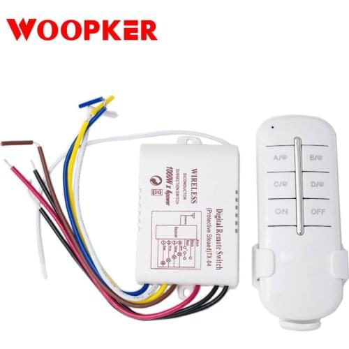 Wireless Digital Remote Switch Receiver Transmitter 220V 1/2/3/4 Port Remote Control Switch ON/OFF
