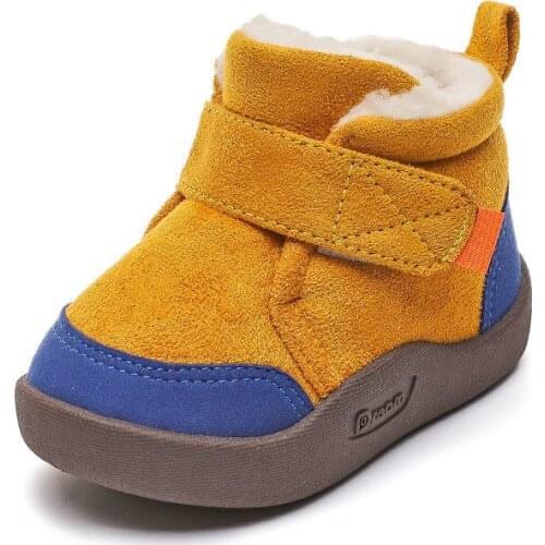 CMSOLO Toddlers Baby Boots Shoes Plush New Fashion Winter Kids Shoes Flat Heels Boys Girls Boots Shoes Anti-Slip Warm Snow Shoes