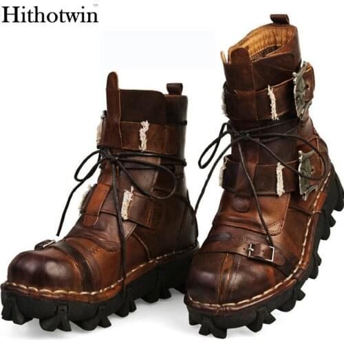 Martin boots mens high top combat boots personality steampunk boots tooling thick bottom riding motorcycle tough guy boots