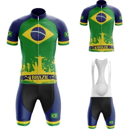 Brazil Summer Ciclismo Masculino Cycling Jersey Bib Shorts Gel Breathable Pad Maillot Ciclismo Hombre Bicicleta De Montaña
