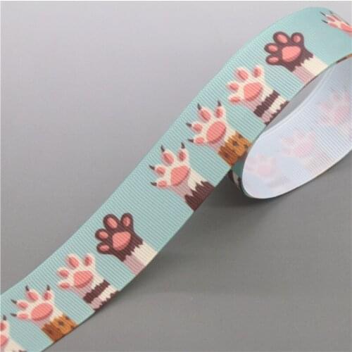 DHK 5yards dog and paw Printed Grosgrain Ribbon Accessory Hairbow Headwear Decoration DIY Wholesale OEM C1862