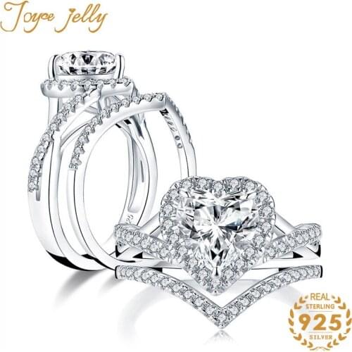 JoyceJelly 925 Sterling Silver Trendy Ring for Women Two Layer Heart Shaped Fashion Jewelry Hot Selling Unique Engagement Gifts
