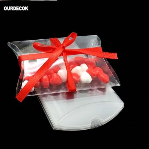 100 Pieces 10x7x2cm Clear PVC Pillow Shape Candy Boxes Transparent Party Wedding Favor Holder Chocolate Boxes Sweet Candy Bags