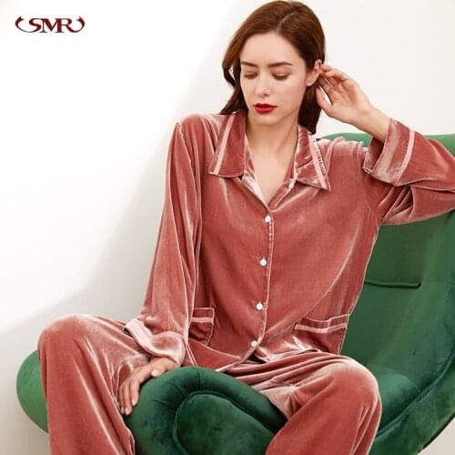 Two-piece suit Spring 100% Silk Lining, 100% Viscose Outer Layer Autumn Winter Fashion Pajamas For Women