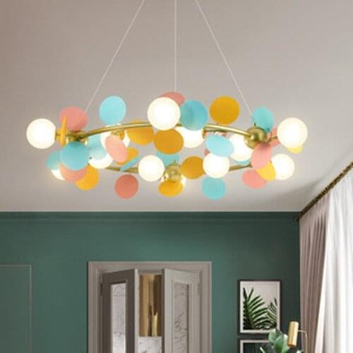 Creative atmosphere diningroom master bedroom bar hanging lamps Nordic style art multicolor wreath living room led chandelier