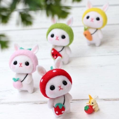 Creative Lovely Rabbit Doll Wool Felt Craft DIY Unfinished Poked Set Handcraft T8WB