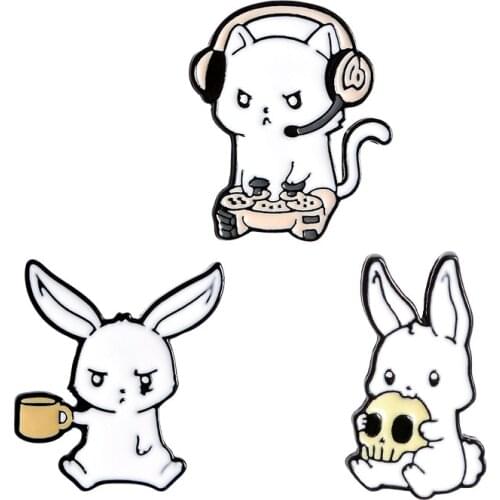 Creativity Little White Rabbit Enamel Pins Collect Cute Animal Metal Cartoon Brooch Backpack Hat Collar Lapel Badges