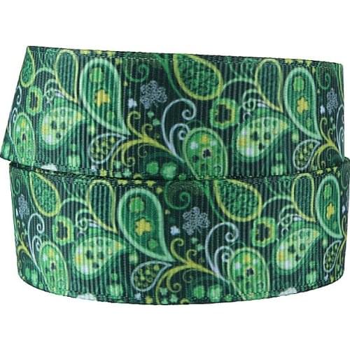 FLRA Ribbon (50 yards/lot) Flora Ribbons 16/22/25/38/50/75mm custom design shamrock printed grosgrain ribbon for hair bows