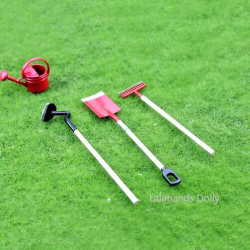 Dollhouse Mini Hoe Shovel Iron Rake Work Tool Mini Food Play Model for Dollhouse Furniture Fittings Toy