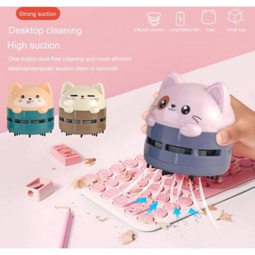 Multifunction Mini Cartoon Animal Pattern Rechargeable Wireless Vacuum Cleaner Dust Remover Keyboard Cleaning For Home Office