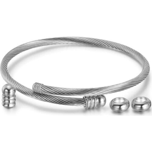 Fashion New Stainless Steel Cable Bracelet For Women DIY Stainless Steel Rose Gold Bead Bracelet Adjustable Jewelry