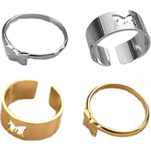 Simple Fashion Butterfly Ring Mens Opening Adjustable Couple Ring Retro Jewelry