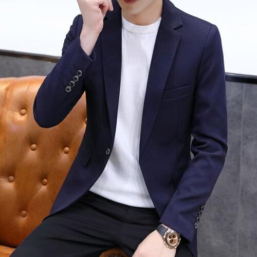 2021 Mens Autumn Slim Fit Handsome blazer Trendy Solid Color Single Button blazer