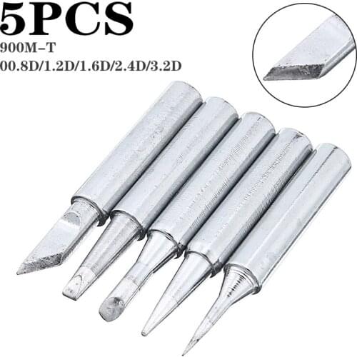 5PCS 900M-T Soler Tips Set Copper Soldering Tips Iron Head Bit Welding Station 900M-T-0.8D-3.2D For Welding Tools Accessories