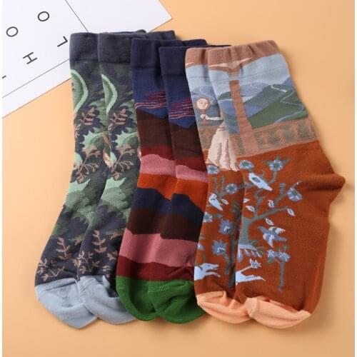 Funny Abstract Print Cotton Soft Long Socks Cute Comfortable Women Knee Highs Mid-calf Length Socks for Autumn Winter