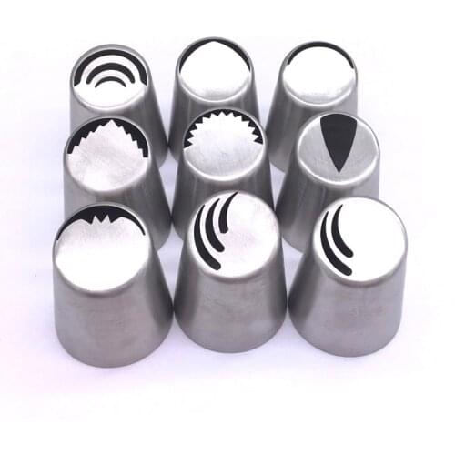 New 9 pcs/set Russian Nozzles Decoration Tips Cake Cupcake Decorating Tools Icing Piping Nozzle Baking
