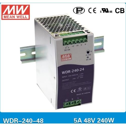 Original Meanwell WDR-240-48 240W 5A 48V Industrial DIN Rail Power Supply 48V 240W Single and two phase wide input