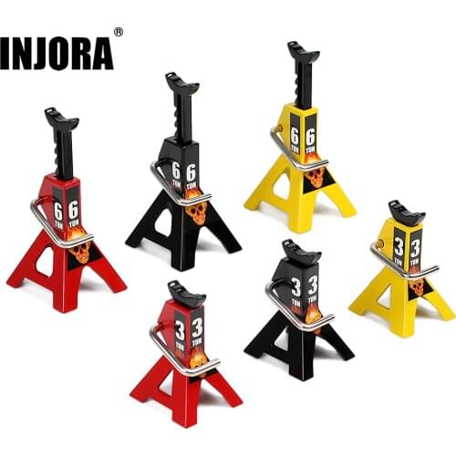 INJORA 2PCS Metal Height Adjustable 3T 6T Jack Repair Stand for 1/10 RC Crawler Car Traxxas TRX4 TRX6 Axial SCX10 90046