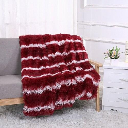 Stripe Print Blanket And Throws Big Size Coral Fleece Bedspread Home Lovely Shaggy Sheet Warm Soft Thick Fluffy 160x200CM