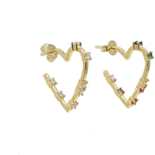 Christmas gift New Fashion Hollow Heart Earring Metal Plating Ornaments Simple stud Earrings For Women Copper Brincos Jewelry