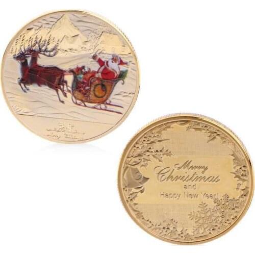 Merry Christmas Santa Claus Gold Plated Commemorative Challenge Coin Token home decoration accessories