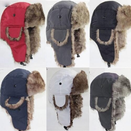 Unisex Winter Bomber Hat Soft Lining Warm Thick Slouchy Headwear Solid Color Fur Keep Warm Cap Neck Ear Warmer