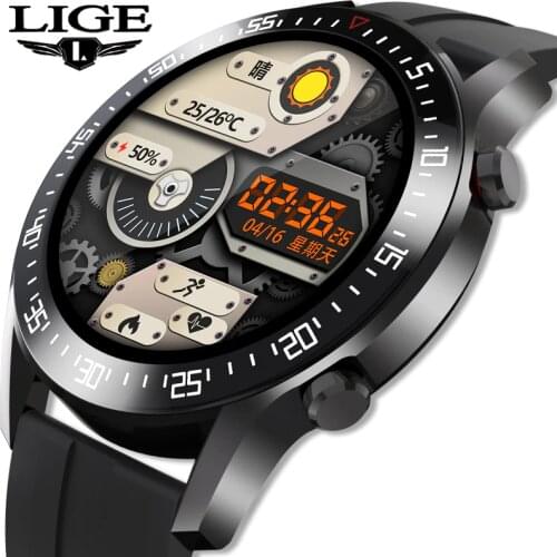 LIGE 2020 New Full touch Screen Men and Women Smart watch Heart rate blood Pressure sleep Fitness tracker For Apple Android