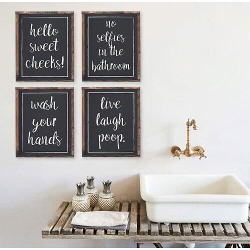 Nordic Style Combination Canvas Painting Black and White Simple English Humor Poster Bathroom Toilet Wall Decoration Pictures