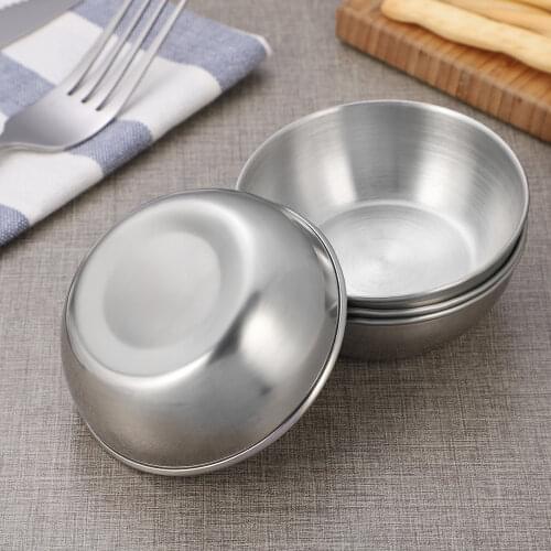 Hemoton Sauce Dishes Hemoton 4pcs Stainless Steel Sauce Dishes Food Dipping Bowls Round Seasoning Dish Saucer Appetizer Plates
