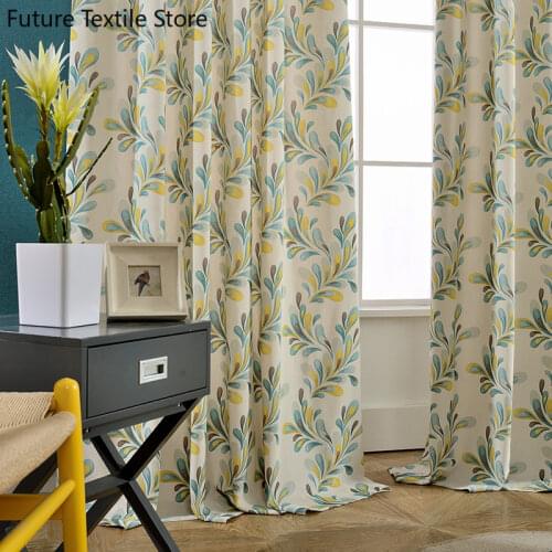 Modern and Simple European Style Soft and Wear-resistant Polyester Cotton Printing Curtains for Living Room Bedroom Countryside