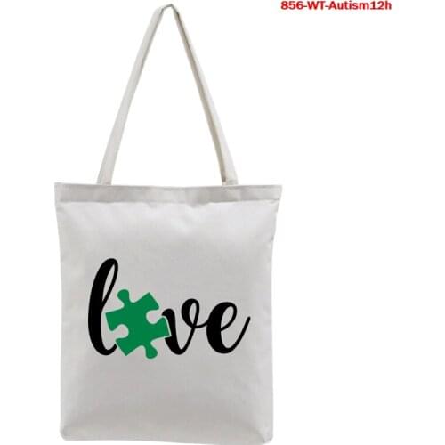 Autism Seeing The World Differently Print Tote Shopper Bags Handbags Shoulder Bags Funny Canvas Bag Women Casual Shopping Bag