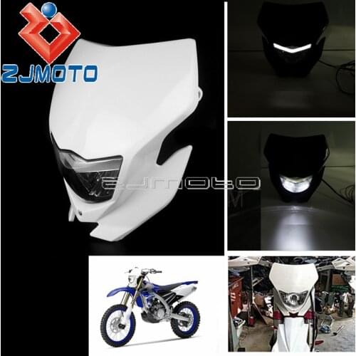 White H4 Dirt Bike Motocross Headlight Fairing Universal Headlamp For Yamaha WR250 WR450 TTR WR Enduro Supermoto Head Light Mask