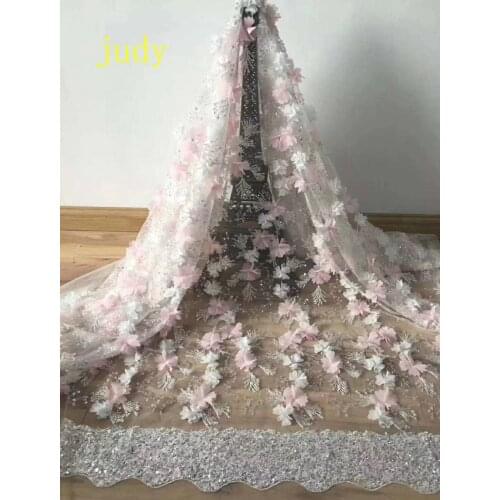 Stock 5yards/bag JH29# 3 color sequins DIY beads 3D flower mixed color embroidery light luxury fabric used for fashion evening