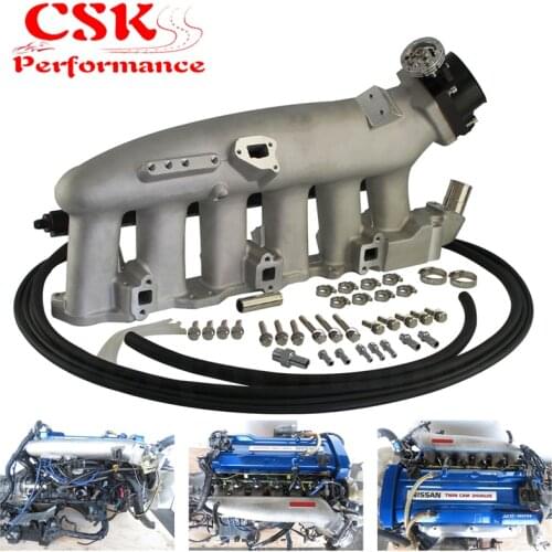 Intake Manifold +Fuel Rail &90-80mm Q45 Throttle Body Fits For NISSAN Skyline R32 R33 RB25 RB25DET GTS-T