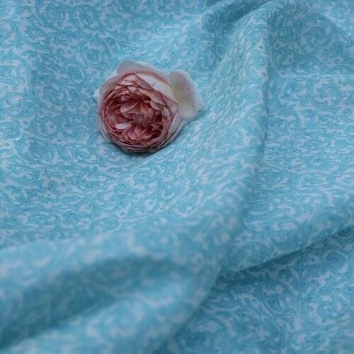 High quality silk and hemp fabric Beautiful print fabrics High end womens dress summer tissu